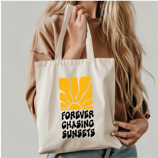 Forever Chasing Zonsondergangen - Groovy Retro Sun Tote Bag