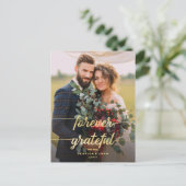Forever Dankbaar Gouden Foto Trouwen Dank u Briefkaart (Staand voorkant)