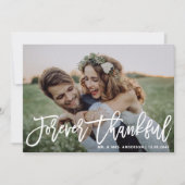 Forever Dankbaar Moderne Kalligrafie Trouwfoto Bedankkaart (Voorkant)