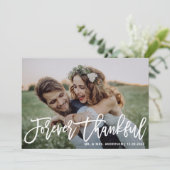 Forever Dankbaar Moderne Kalligrafie Trouwfoto Bedankkaart (Staand voorkant)