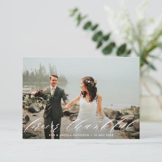Forever Dankbaar mooi script bruiloft Bedankkaart (Staand voorkant)