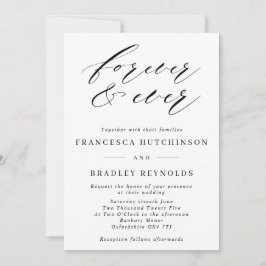 Forever Elegant Calligraphy Monochrome Wedding Inv Kaart