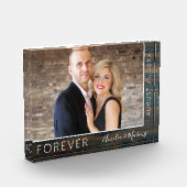 Forever Elegant Rustic Wood Script Weddenschap Fotoblokken (Links)