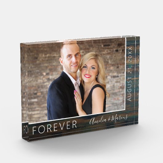 Forever Elegant Rustic Wood Script Weddenschap Fotoblokken (Links)