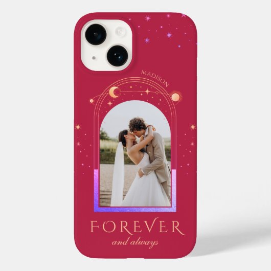 FOREVER EN ALTIJD Wedding Magenta Celestial Foto Case-Mate iPhone Case (Achterkant)