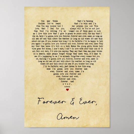 Forever en Ever Amen  Heart Song Lyric Print (Voorkant)