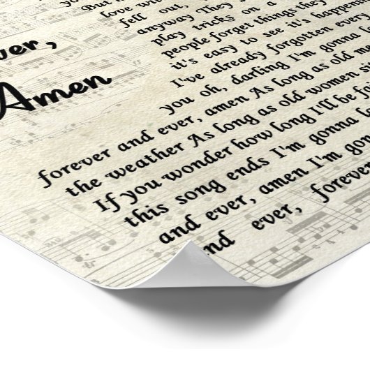 Forever & Ever Amen Song Lyric  Script Poster (Hoek)