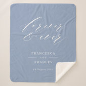 Forever & Ever Dusty Blue Calligraphy Wedding Gift Sherpa Deken (Voorkant)