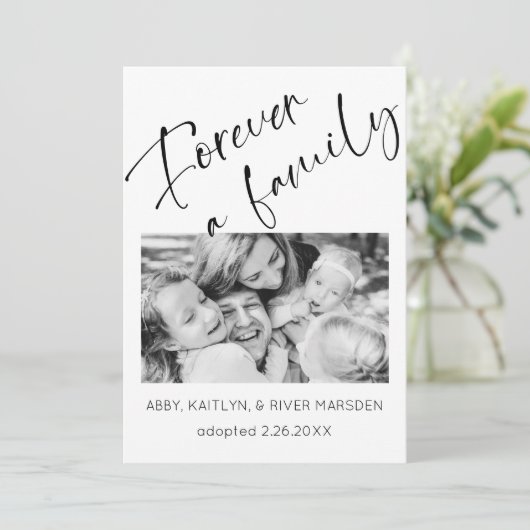 "Forever Family" Foto Adoption Aankondiging Kaart (Staand voorkant)