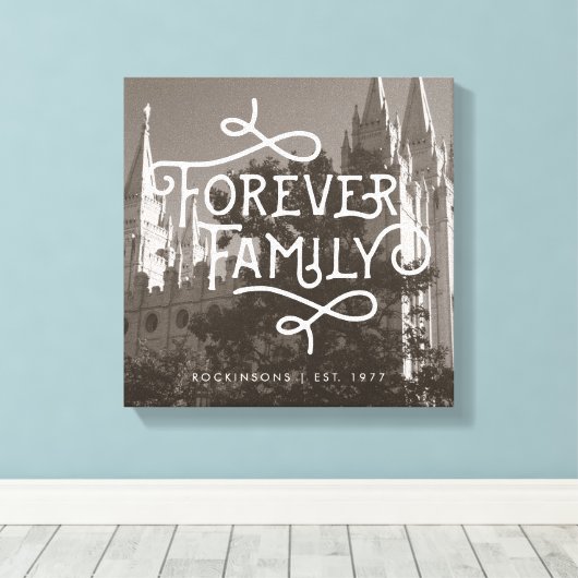 Forever Family LDS Temple Custom Wall Art Canvas Afdruk (Insitu (Houten vloer))