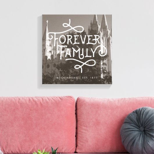 Forever Family LDS Temple Custom Wall Art Canvas Afdruk (Insitu (Woonkamer))