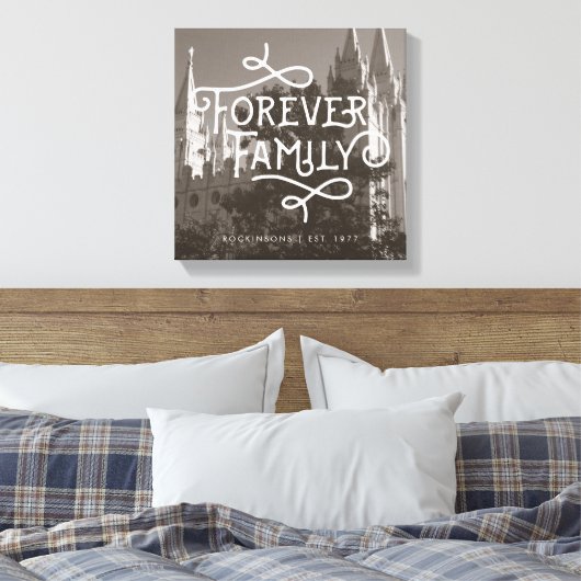 Forever Family LDS Temple Custom Wall Art Canvas Afdruk (Insitu (Slaapkamer))