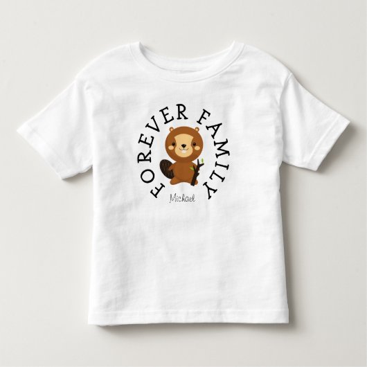 Forever Family Woodland Bever Adoptie Gift Kinder Shirts (Voorkant)