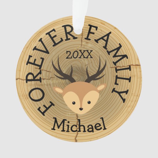 Forever Family Woodland Deer Adoption Gift Ornament (voorkant)
