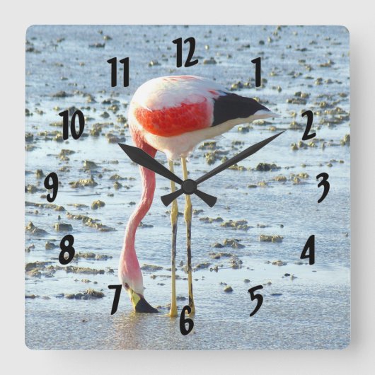 Forever Flamingo Vierkante Klok (Voorkant)