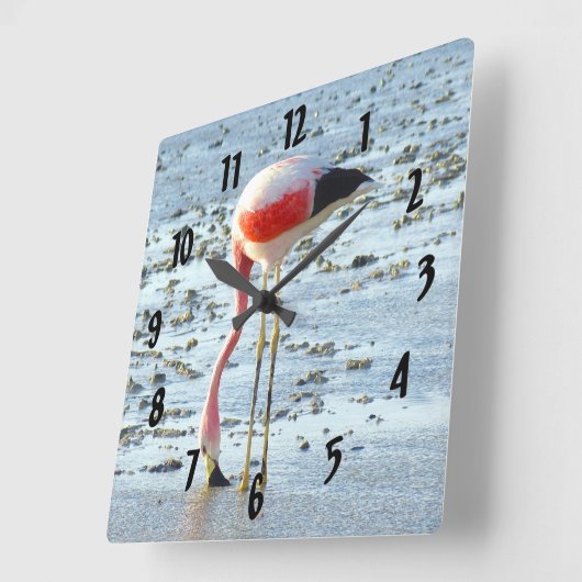 Forever Flamingo Vierkante Klok (Hoek)