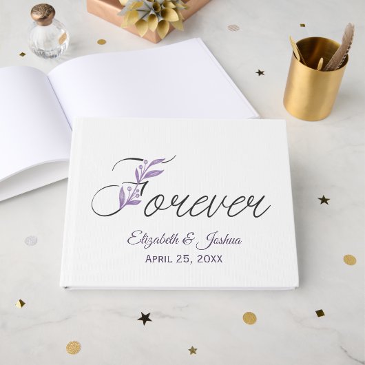 FOREVER Floral Text For Wedding Gastenboek (Voorkant open)