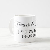 Forever & forever voeg koppelnaam datum liefde bed koffiemok (Voorkant links)