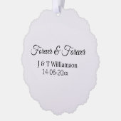Forever & forever voeg koppelnaam datum liefde bed ornament kaart (Links)