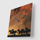 Forever Free Horse Clock Vierkante Klok (Hoek)