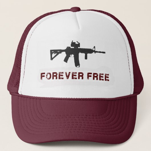 "Forever Free" Maroon Trucker Hat Trucker Pet (Voorkant)