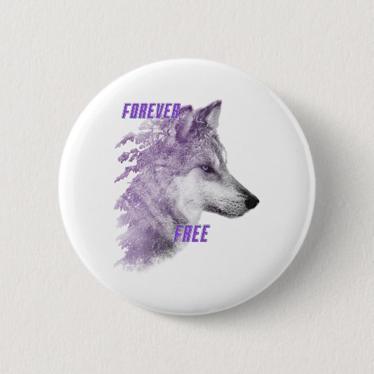 Forever Free Violet Wolf Button (Voorkant)