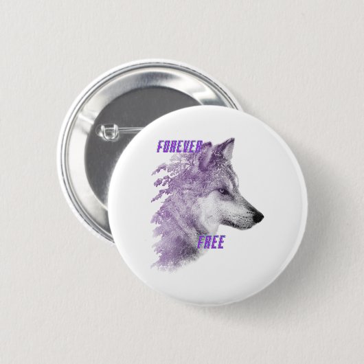 Forever Free Violet Wolf Button (Voorkant /achterkant)