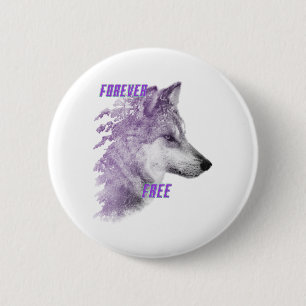 Forever Free Violet Wolf Button