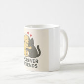 Forever Friends Mug | Cute Cat & Dog Hugging Coffe Koffiemok (Voorkant rechts)