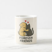 Forever Friends Mug | Cute Cat & Dog Hugging Coffe Koffiemok (Center)