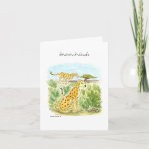 Forever Friends Twee Jachtluipaard Blanke Notitiek Kaart