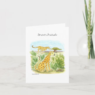 Forever Friends Twee Jachtluipaard Blanke Notitiek Kaart