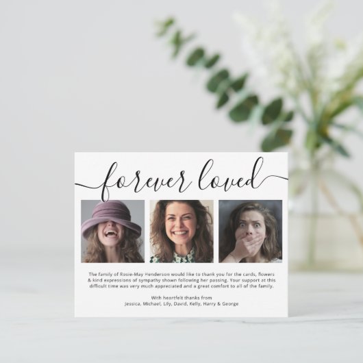 Forever geliefd 3 Foto begrafenis bedankt (Staand voorkant)