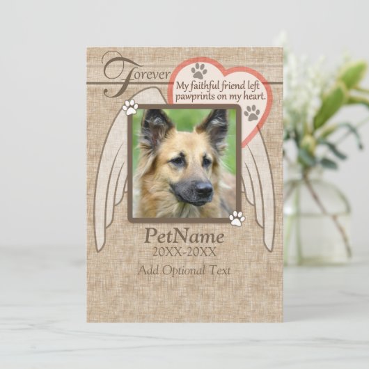 Forever geliefde Angel Wings Pet Sympathie Aangepa Kaart (Staand voorkant)