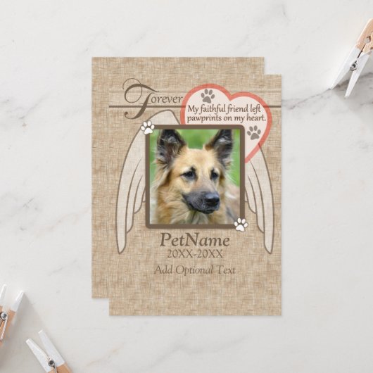 Forever geliefde Angel Wings Pet Sympathie Aangepa Kaart (Voorkant / Achterkant in situ)