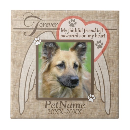 Forever geliefde Angel Wings Pet Sympathie Aangepa Tegeltje (Voorkant)