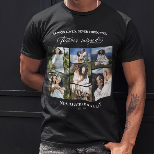 Forever Gemiste Elegant Memorial Photo Collage T-shirt