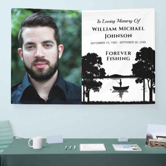 Forever Geviste Custom Photo Memorial Funeral Spandoek (Beurs)