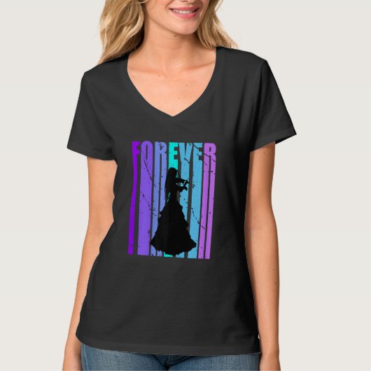 Forever Girls Violin Silhouette Orchestra Orchestr T-shirt (Voorkant)