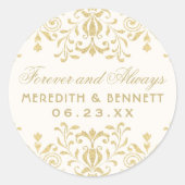 Forever Gold  Glamor Wedding Monogram Ronde Sticker (Voorkant)