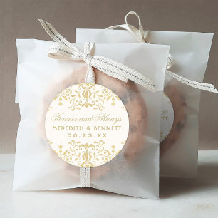 Forever Gold  Glamor Wedding Monogram Ronde Sticker