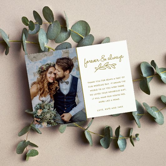 Forever Gold Photo Weddenschap Hartelijk dank Bedankkaart