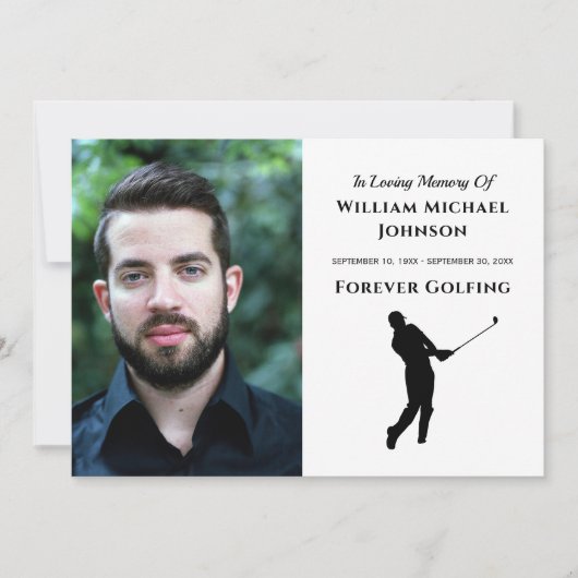 Forever Golfing Custom Photo Memorial Funeral Bedankkaart (Voorkant)