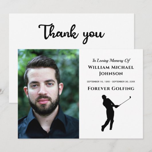 Forever Golfing Custom Photo Memorial Funeral Bedankkaart (Voorkant / Achterkant)