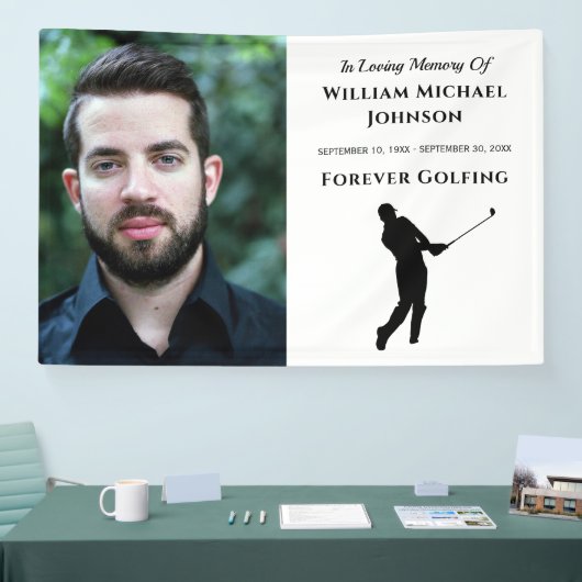 Forever Golfing Custom Photo Memorial Funeral Spandoek (Beurs)
