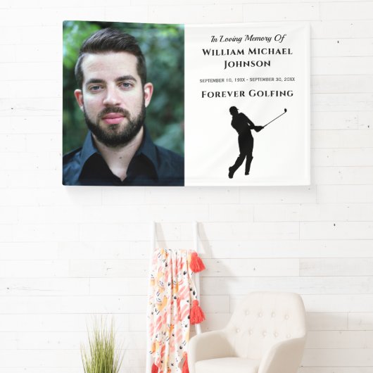 Forever Golfing Custom Photo Memorial Funeral Spandoek (Insitu)