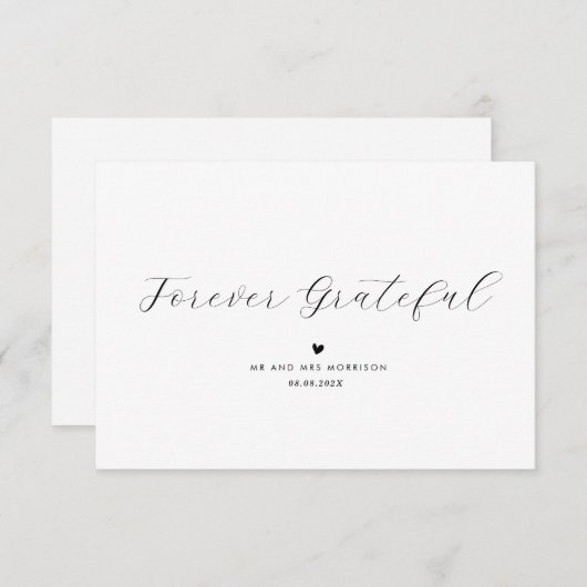 FOREVER GRATEFUL | Eenvoudig bruiloft bedankt (Voorkant / Achterkant)