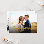 Forever Grateful Gold Foil Wedding Bedankt Foto Kaart (Voorkant / Achterkant in situ)