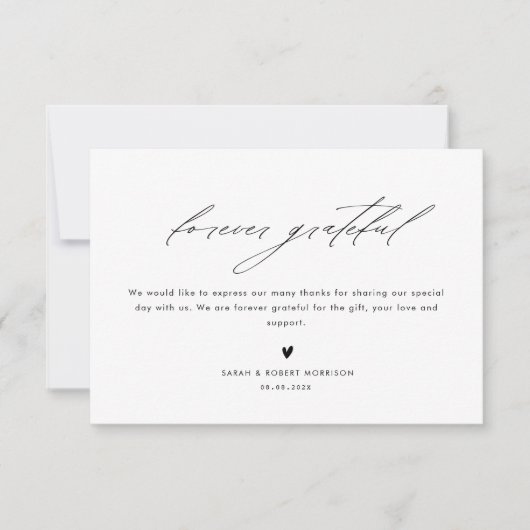 Forever Grateful | Moderne bruiloft bedankt (Voorkant)