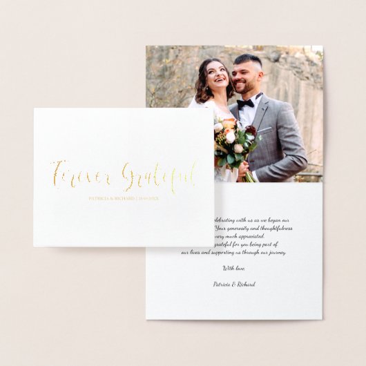 Forever Grateful Photo Wedding Dank u Folie Folie Kaarten (Display)